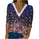 thumbnail image 2 of Pntutb - Blusa de manga larga con encaje estampado a la moda para mujer, tops casuales con cuello en V Pntutb Pntutb-6781, 2 of 5