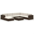 thumbnail image 2 of vidaXL 8 Piece Patio Lounge Set with Cushions Poly Rattan Brown, 2 of 3