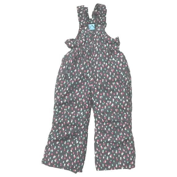 Iceburg Girls Colorful Gray Pink & Green Polka Dot Snow Bibs Ski Pants Small 4-5