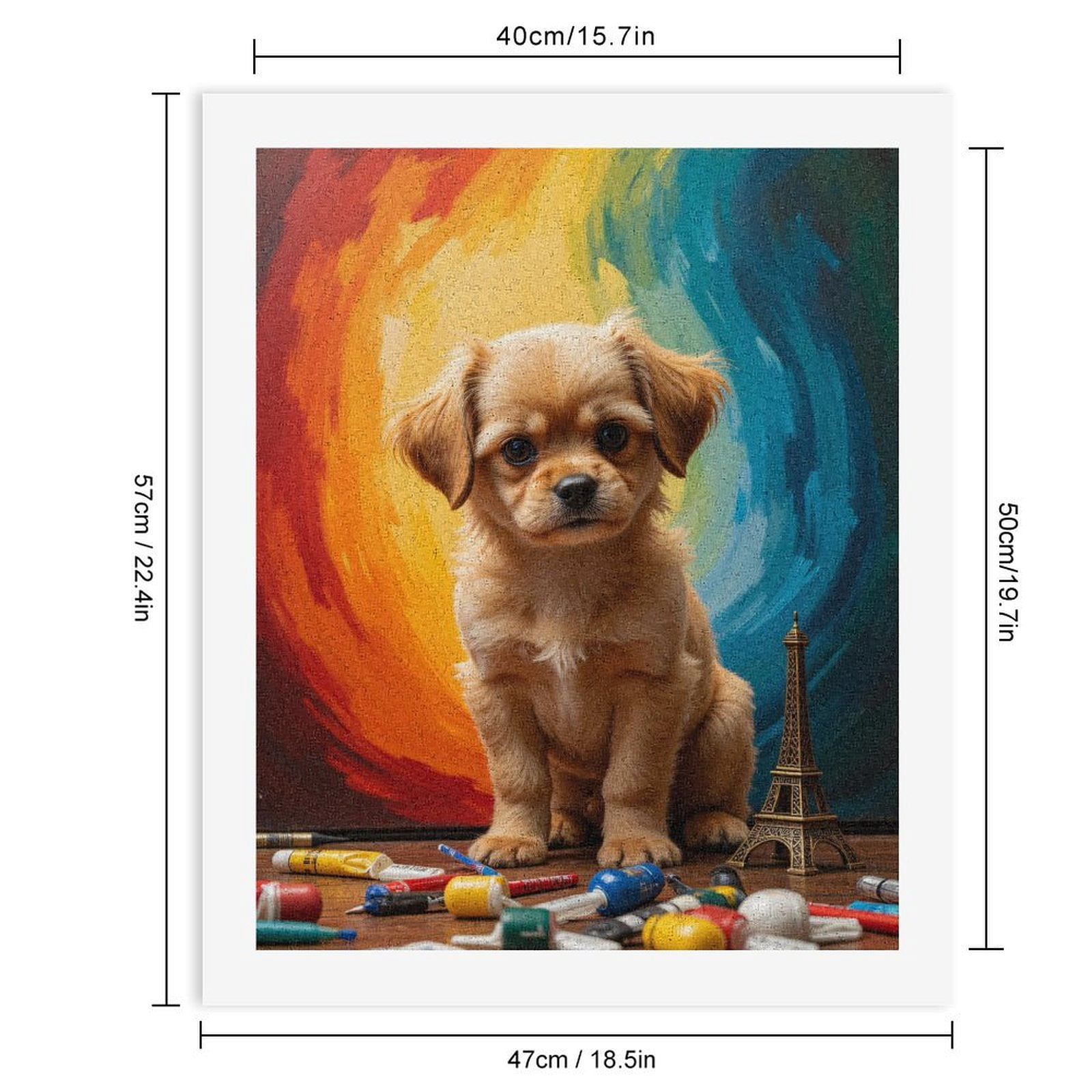 Paint By Numbers Kit for Adults Beginner - Cute Puppy Art Paris Colors DIY Canvas Painting Kits for Adults, Frameless Paint By Number for Adults for Home Wall Decor 16x20 Inch