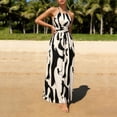 thumbnail image 2 of GUACER Maxi Dress for Women Halter Neck Abstract Print Sleeveless Backless Sundress Boho Flowy High Waist Resort Wear Beach Vacation Outfit, 2 of 7