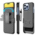 thumbnail image 2 of For iPhone 14 PRO - Case Belt Clip Holster Combo Shell Cover w Kickstand Defender Drop Protection Armor [Black], 2 of 7