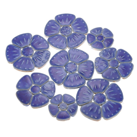 Uxcell 250g/0.55 lbs Flower Ceramics Mosaic Tiles, 3.5 - 6 cm Bulk Stained Pieces, Dark Blue