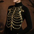 thumbnail image 2 of Elegant Skeleton Skeletonize Theme Coat For Halloween Cosplay Gothic Outerwear For Party Events Top Unisex, 2 of 6