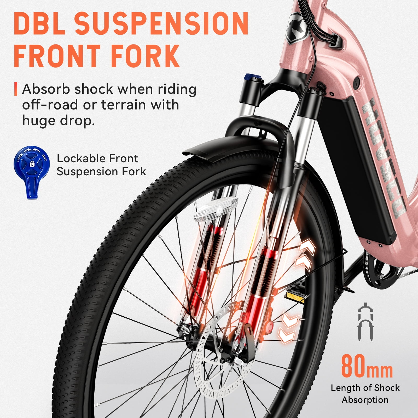 HOVSCO Electric Bike, 500W Peak Motor 20mph, 48V/15Ah, E-Mountain bicycle for Women, UL2849, APP Control