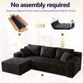 thumbnail image 5 of Nkurdsu 96" Modular Sectional Sofa, Boneless L-Shaped Cloud Couch, No Assembly Required, Modern Corduroy Sofa for Living Room, Black (Left Facing Chaise), 5 of 8