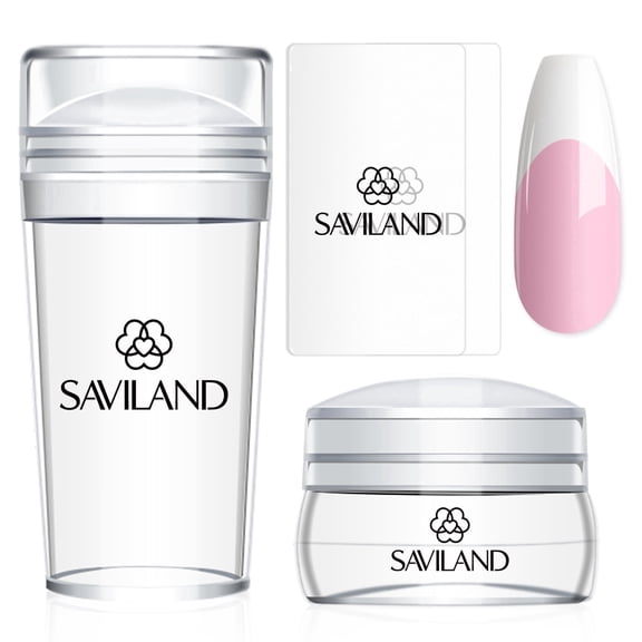 SAVILAND Nail Art Stamper Kit - 4Pcs Clear Silicone Nail Art Stamper with Scrapers for French Nails Tip,Gel Nail Polish
