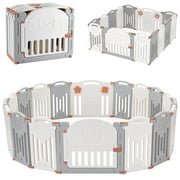 14-Panel Foldable Baby Playpen, Kids Safety Activity Center Playard Baby Gates