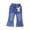Blue G, variant on WRKEKC Jeans for Girls Print Flare Leg Denim Pants with Elastic Waist Casual Wear Pants for Girls 2-8 Years