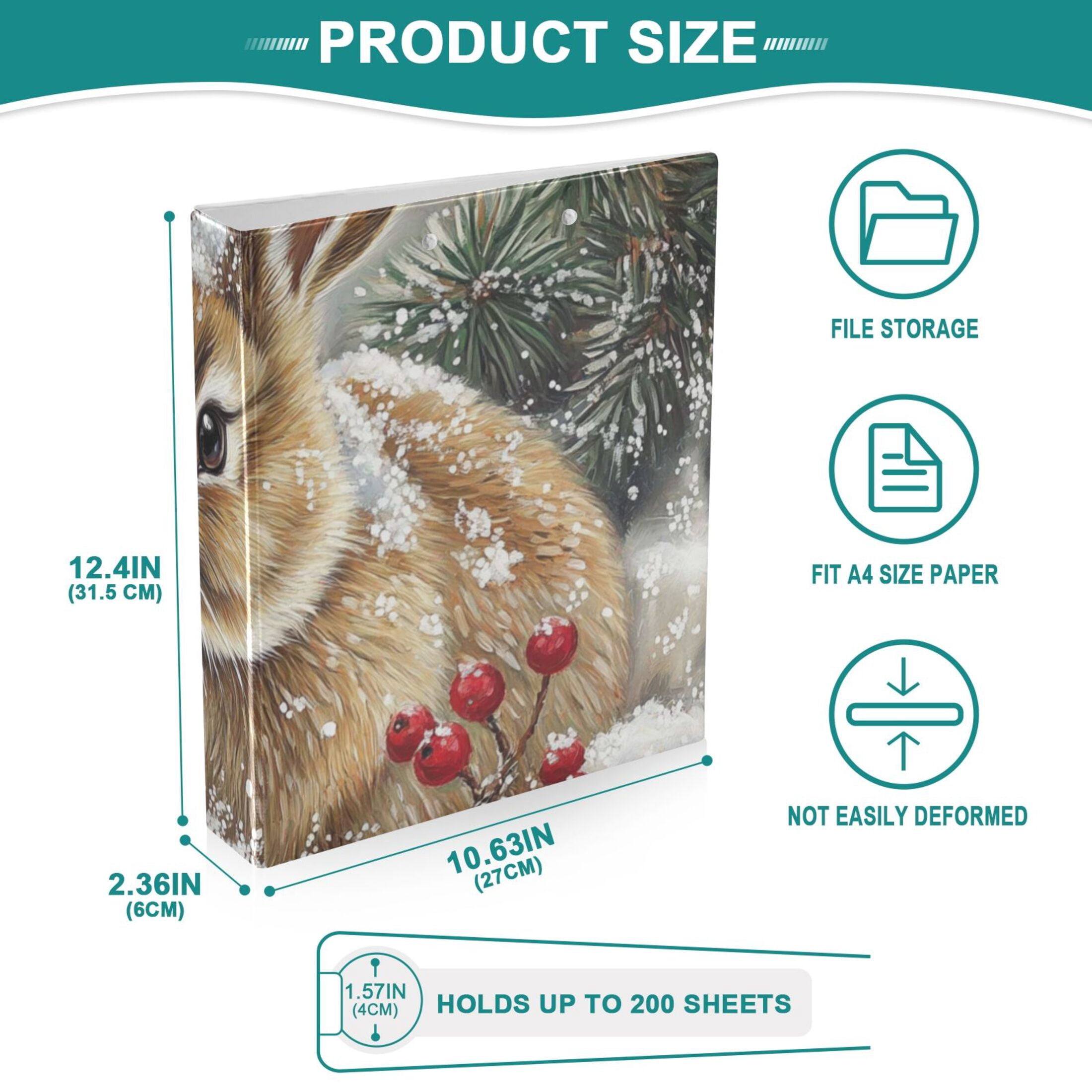 Easter Rabbit 3 Ring Binders 1.5 inch Hardcover File Folders with Interior Pockets A4 Size Organizer for School Office Hospital