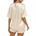 thumbnail image 4 of Tnhcen Women's Satin Silky Pajamas Set Short Sleeve T-shirt With Shorts Nightwear Home Clothes Set S-XL, 4 of 4