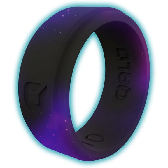 QALO Men's Constellation Aqua Step Edge Silicone Ring – Durable Wedding Bands with Flexible Comfortable Fit – Skin-Friendly and Lightweight Design – Size 13