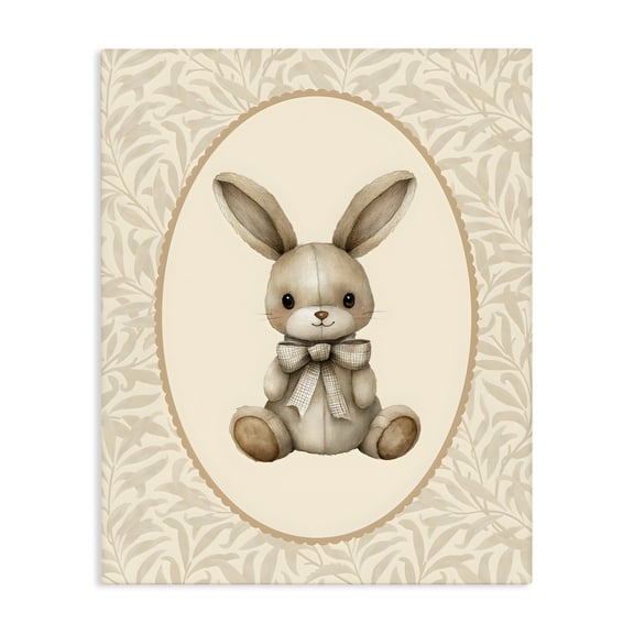 Stupell Industries Neutral Bunny in Oval Border Canvas Wall Art, design by LSR Design Studio