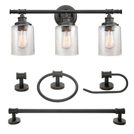 Globe Electric Camden 5-Piece All-In-One Bronze Bathroom Set, 51415