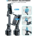 thumbnail image 5 of Tablet Holder for Car, for iPad Cup Holder Car Mount with 1.57" Depth Large Clamp 15" Height Adjustable for iPad Holder for Car for 6"-12.9" Cell Phone iPhone iPad Stand Travel Accessories, 5 of 8