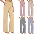 thumbnail image 6 of Cotton Linen Striped Pants Womens High Waisted Wide Leg Plus Size Pull On Trouser Sweatpants with Pockets (2XL, Purple), 6 of 6