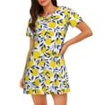 thumbnail image 1 of Saiise Chemise de Nuit à Manches Courtes Motif Citron Tropical pour Femmes, Col Rond, Mignonne, Confortable, 1 of 6
