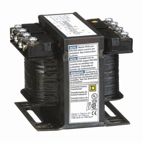 Square D Control Transformer, 100 VA, Not Rated, 12/24V AC, 120V AC 9070T100D13