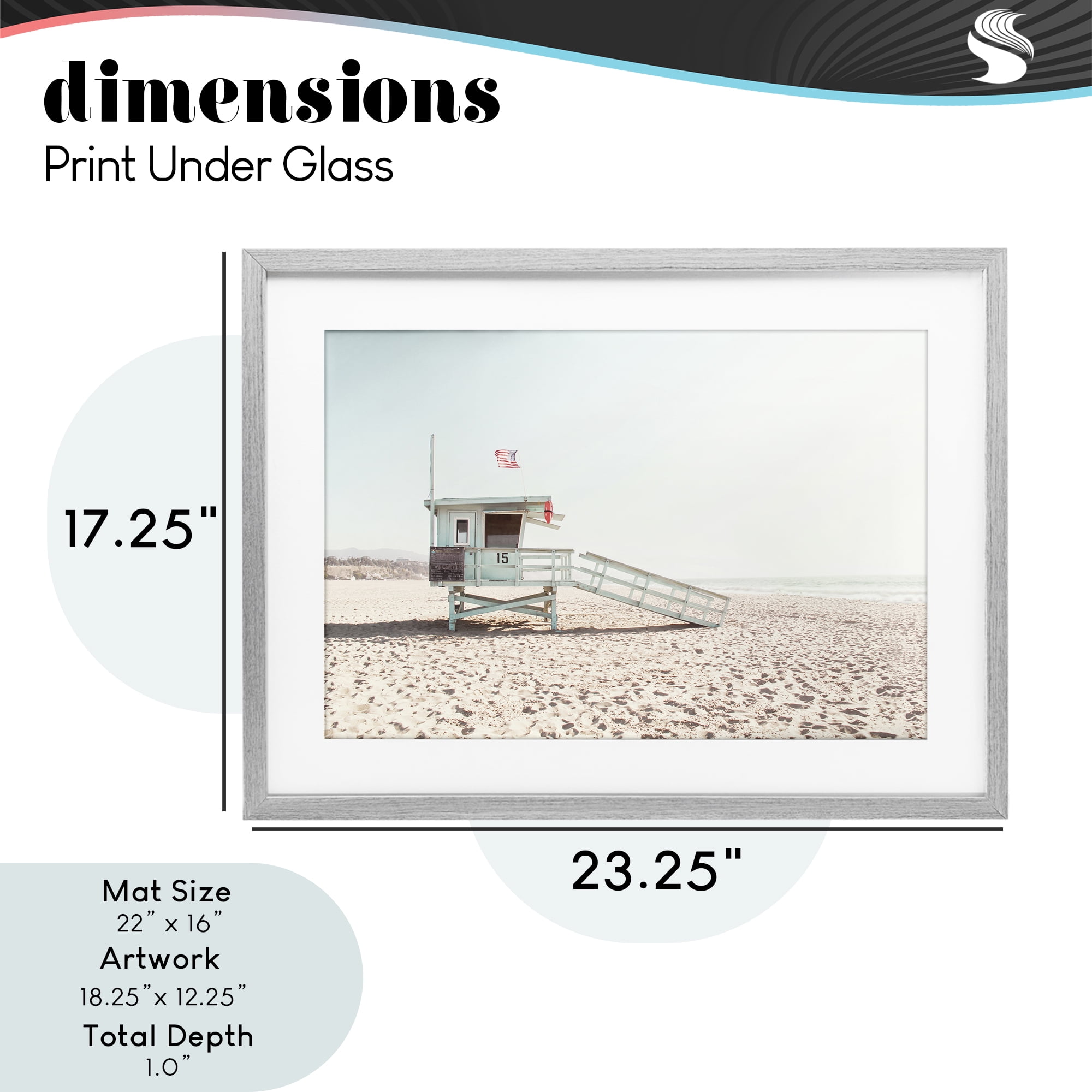Lifeguard Hut Sunny Day Gray Framed Print Under Glass, design by Sisi and Seb