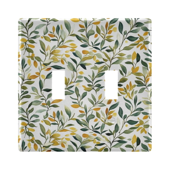 Yayeee Toggle Light Switch Wall Plate 2-Gang 4.56"x4.48" Decorative Outlet Cover, Autumn Greenery