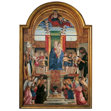 Madonna Enthroned And Child With Sts Hilarius And John The Baptist Canvas...