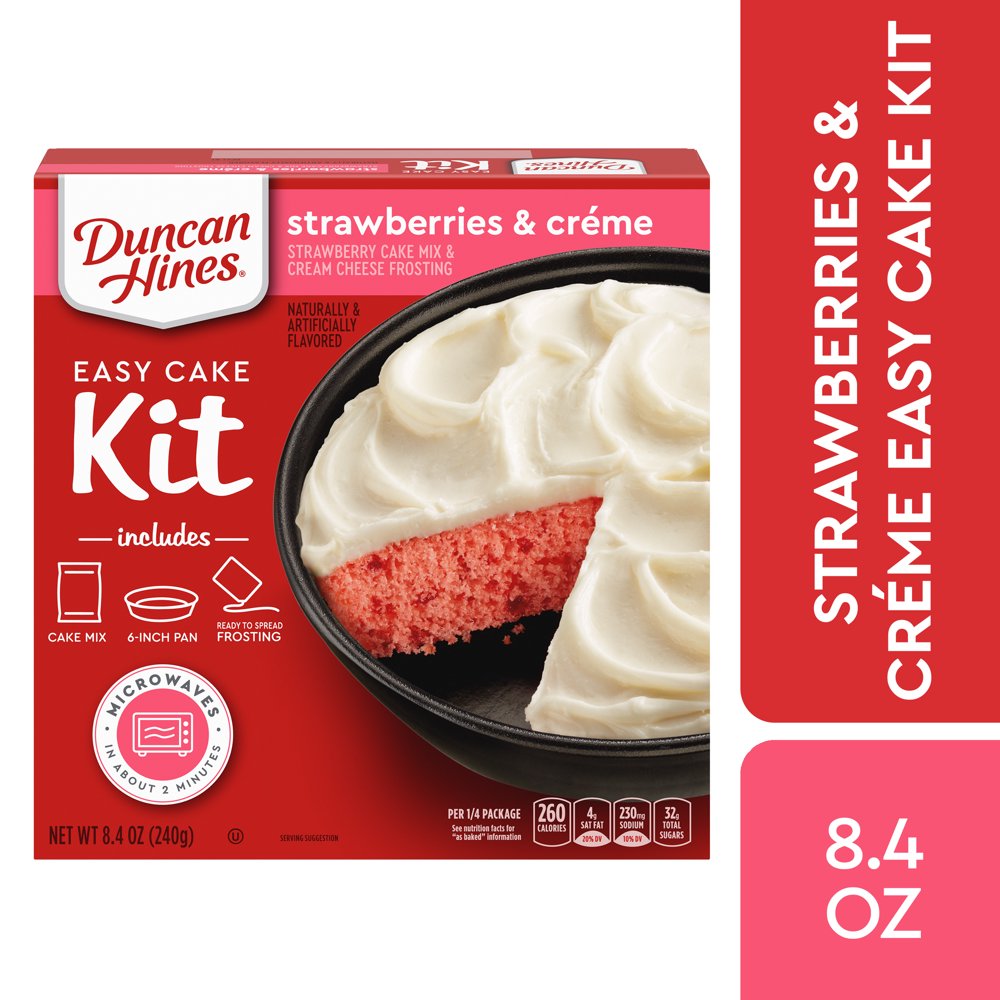 Duncan Hines Easy Cake Kit Strawberries & Creme Cake Mix with Frosting