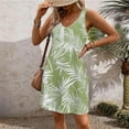 thumbnail image 3 of UPPADA Women's Summer Beach Dress Floral Print Midi Sundress Sleeveless Casual T-Shirts Dress V Neck Loose Boho Tank Dresses Cheap Summer Dresses Army Green,XXL, 3 of 7