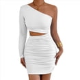 thumbnail image 3 of Vestido Mini de Cóctel con Volantes y Larga para Mujer, Moda 2025, con Hombros Descubiertos y Caderas Estrechas. XS, 3 of 10