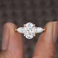 thumbnail image 2 of Cora Jewellery Tulip Setting Three Stone Oval Moissanite Engagement Ring for Women, 10K Rose Gold, 2 of 6