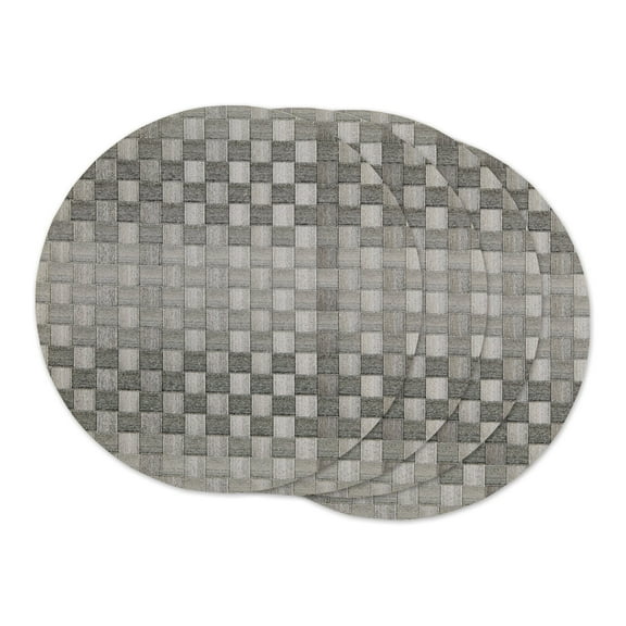 Gray Basketweave Round Woven Placemat (Set of 4)