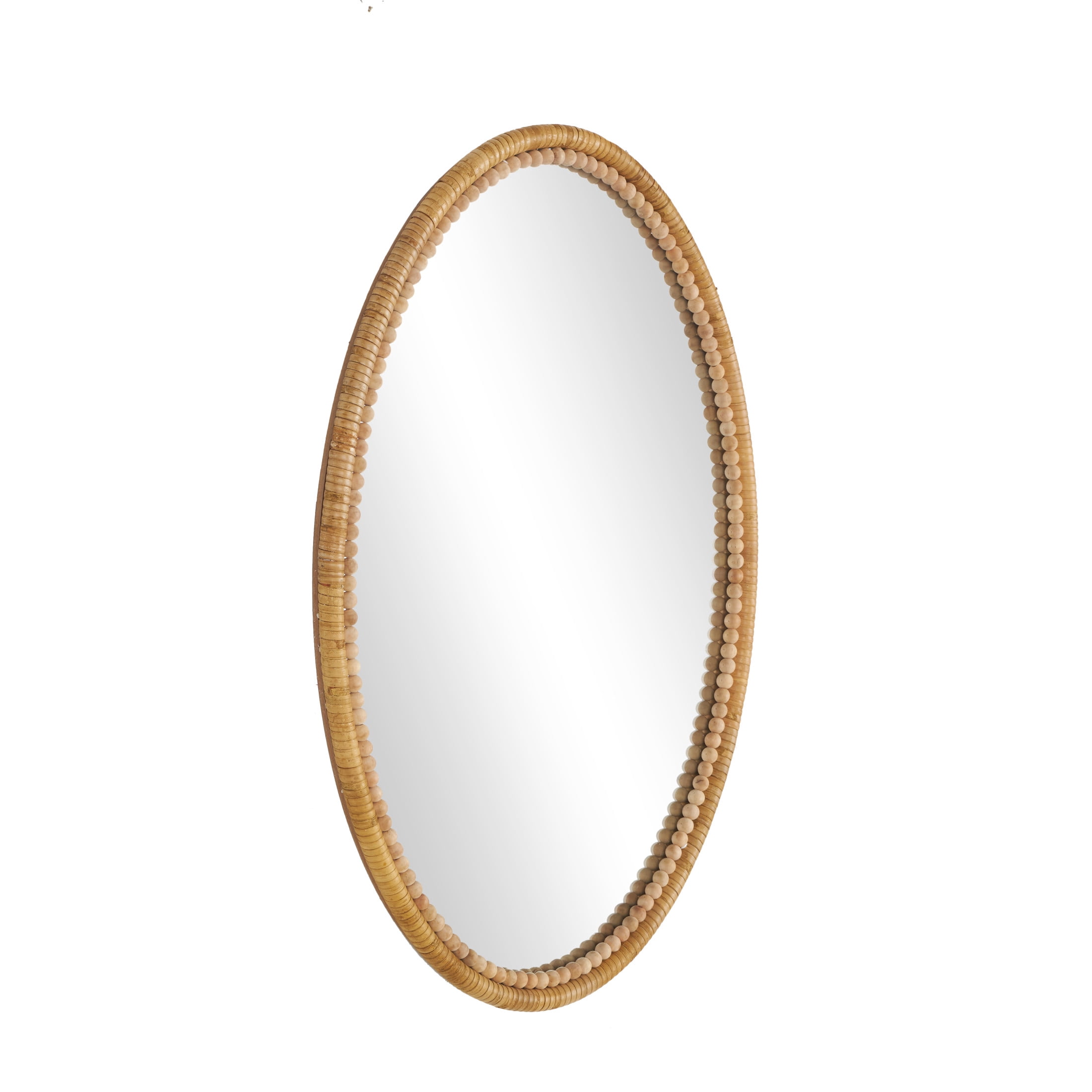 DecMode 20" x 28" Brown Wrapped Wall Mirror with Beaded Frame