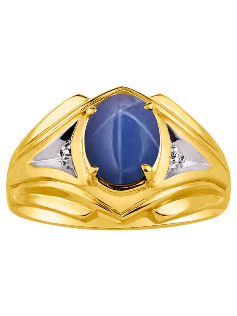 RYLOS Mens Ring with Oval Shape Solitaire Gemstone in 14K Yellow Gold Plated Silver .925-7X5MM Color Stone Birthstone Rings