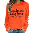 thumbnail image 2 of qelini Women's Sweatshirts No Hood Halloween Long Sleeved Oversized Crewneck Sweatshirt Women Plus Size Novelty Print Spooky Season Halloween Day Event Pullover Fall Winter Loose Tops Orange M, 2 of 6