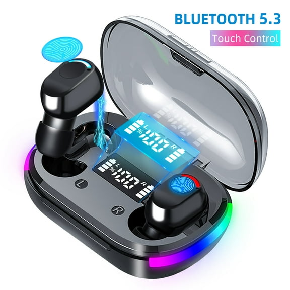 Wireless Earbuds, Bluetooth 5.3 Gaming Wireless Headphones IPX7 Waterproof TWS Deep Bass Stereo Noise Cancelling Headset in ear with Charging Case LED Battery Display for Sport Android/iOS