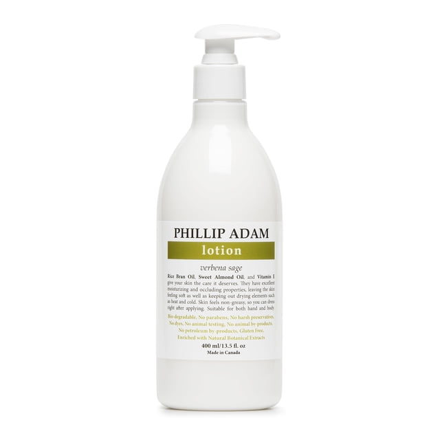 Phillip Adam Verbena Sage Loción para manos y cuerpo para todo tipo de piel - Nutritiva e hidratante - Todos los ingredientes de base natural - 13.5 onzas líquidas