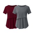 thumbnail image 2 of Vêtements de Grossesse Offres de l'Action de Grâce Liquidation Été Vêtements de Maternité pour Femmes Col Rond Manches Courtes Volants Pli Hauts de Grossesse, 2 of 5