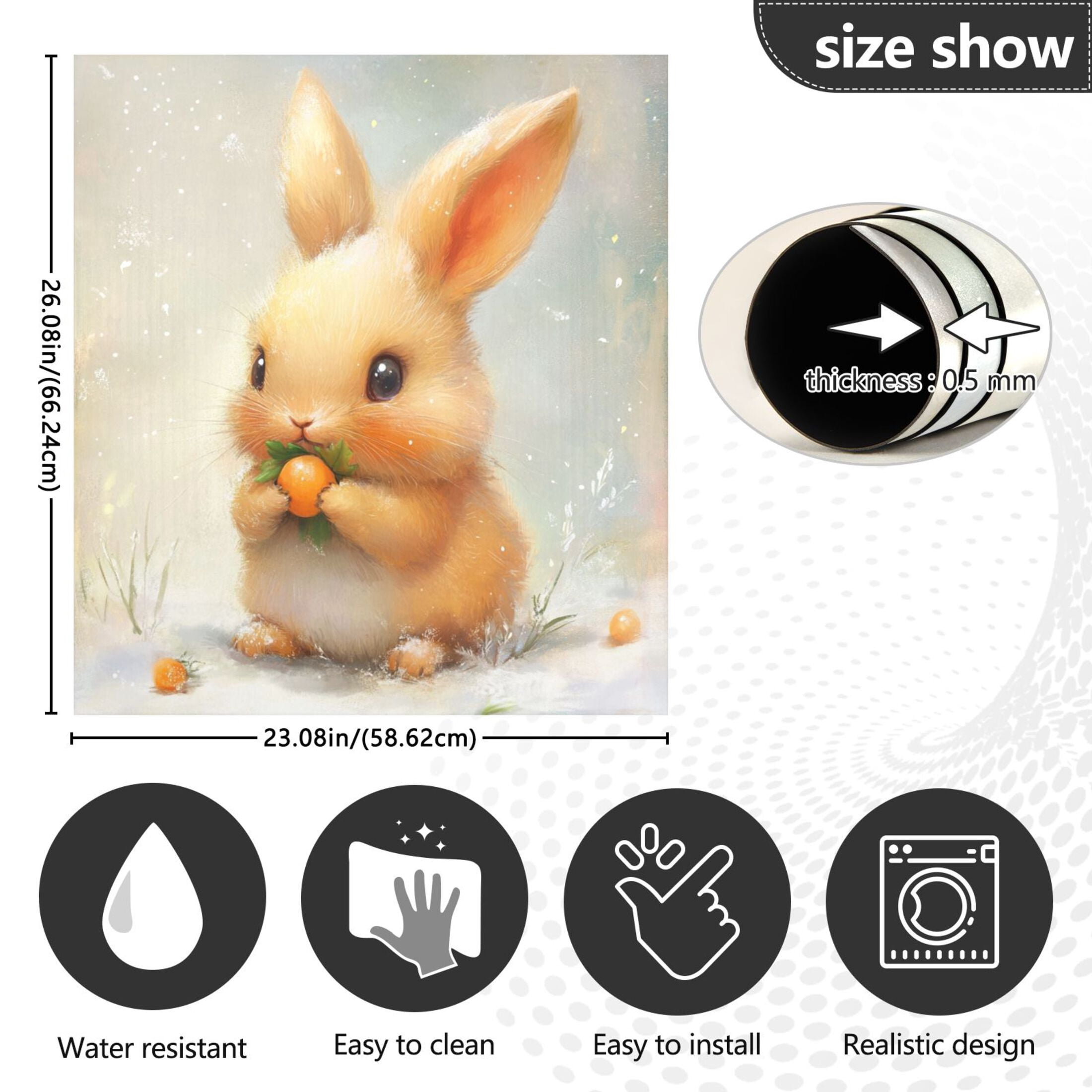 Dishwasher Magnetic Sticker 23x26 Inch Refrigerator Magnetic Sticker Washing Machine Magnetic Sticker Kitchen Panel Magnetic Sticker Home Decor Adorable Orange Rabbit