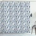 thumbnail image 1 of Ambesonne Ski Pattern Shower Curtain, Skiing Themed Motifs, 69"Wx70"L, Eggshell and Dark Sky Blue, 1 of 3