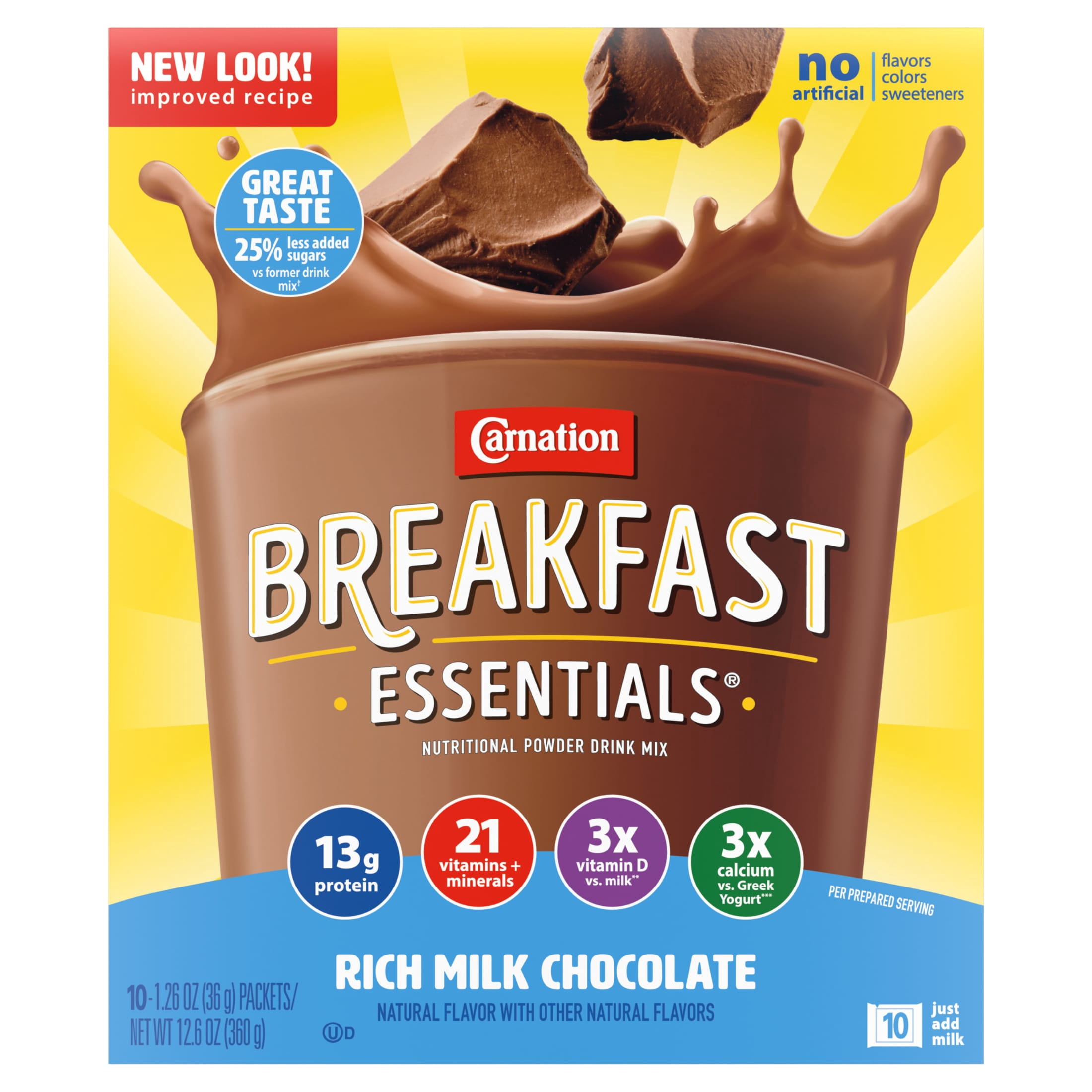 (6 pack) Carnation Breakfast Essentials Powder Protein Nutritional Shake Drink Mix Packets, Rich Milk Chocolate Breakfast Shake, 10 Count