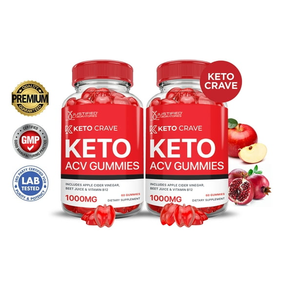 (2 Pack) Keto Crave ACV Gummies 1000MG Dietary Supplement 120 Gummys
