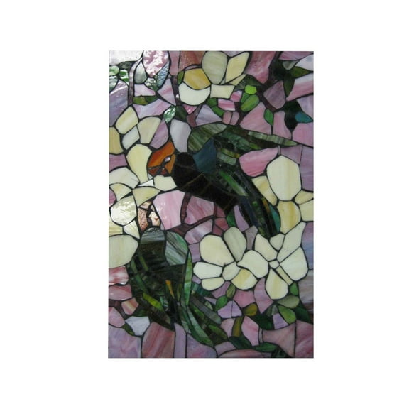 Art Glass Designs 18" Pair of Parrots on Lush Tree Branch Wall Panel