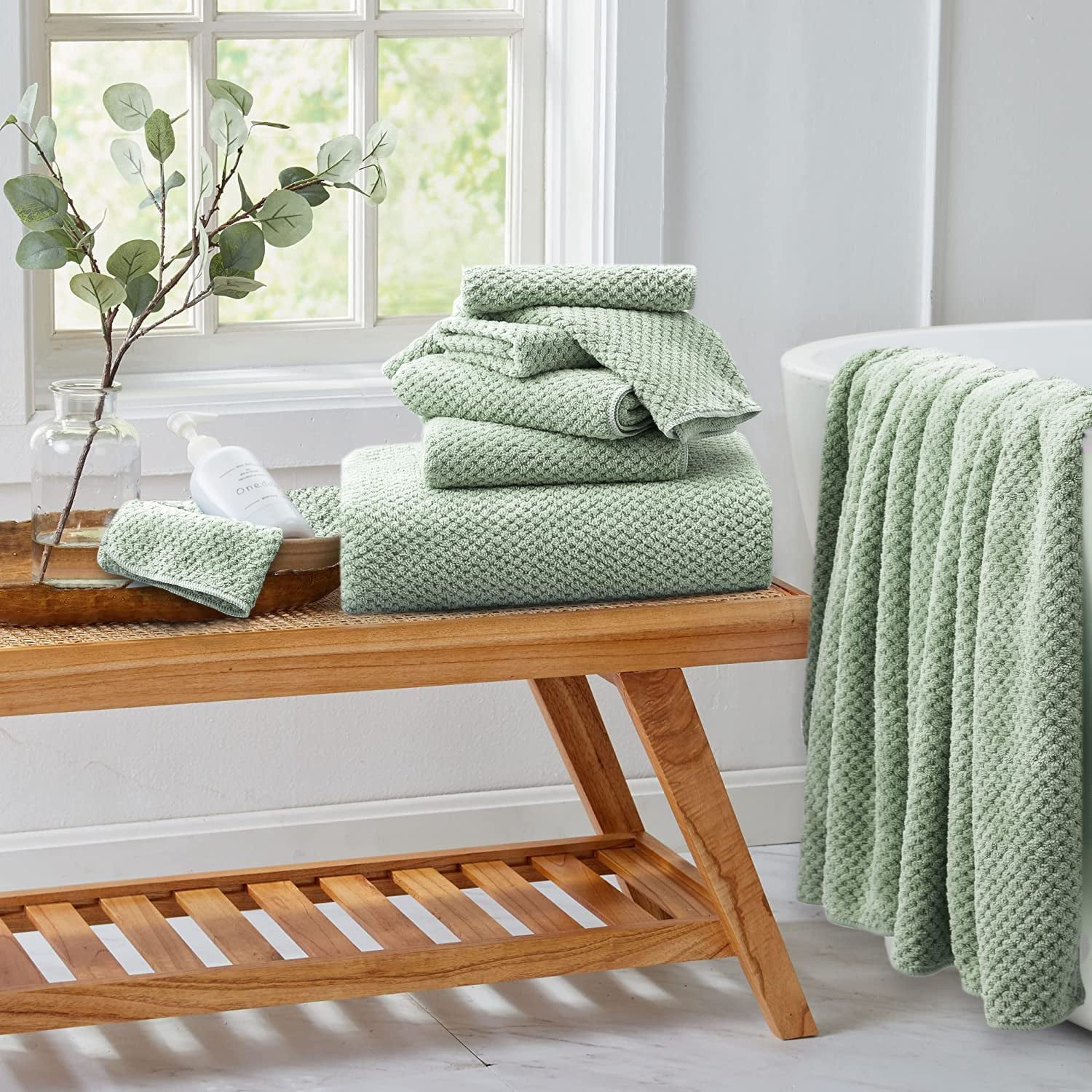 Utopia Towels Lavish Bath Bundle - 1 600 GSM Towel Set Sage Green (2 Bath  Towels, 2 Hand Towels, 4 Washcloths) with 1 Jumbo Bath Sheet - 600 GSM 2