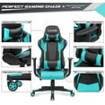 thumbnail image 3 of Furniwell Gaming Chair PU Leather Office Chair High Back Computer Chair Desk Chair Adjustable Swivel Racing Executive Leather Ergonomic Task Chair with Headrest and Lumbar Support (Cyan), 3 of 16