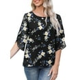 thumbnail image 2 of Anygrew Womens Casual Scoop Neck Dressy Blouses 3/4 Sleeve Business Work Blouse Tops, 2 of 5