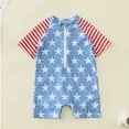 thumbnail image 6 of FYDUU Baby Boy Girl Swimsuit One-Piece Bathing Suit Independence Day Short Sleeve Rash Guard Swimsuit Patriotic Swimwear Summer Beachwear 18-24 Months, 6 of 6