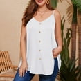 thumbnail image 7 of Jjayotai Plus Size Tank Tops for Womens, V Neck T Shirts, Casual Sleeveless Tops and Blouses, Cute Clothes, Loose Fit Tunics, Summer Buttons Cami Adjustable Strap Tank Top 2025 White^ XXXXXL, 7 of 7