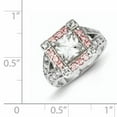 thumbnail image 2 of Sterling Silver With Rose-Tone Vermeil Polished Square Pink & Clear Cz Ring (Size 7) Made In China qr2042-7, 2 of 2