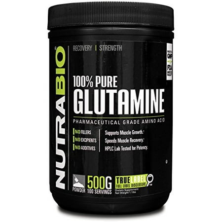NutraBio 100 Pure L-Glutamine Powder - 500 Grams- Unflavored Recovery (The Best Glutamine Supplement)