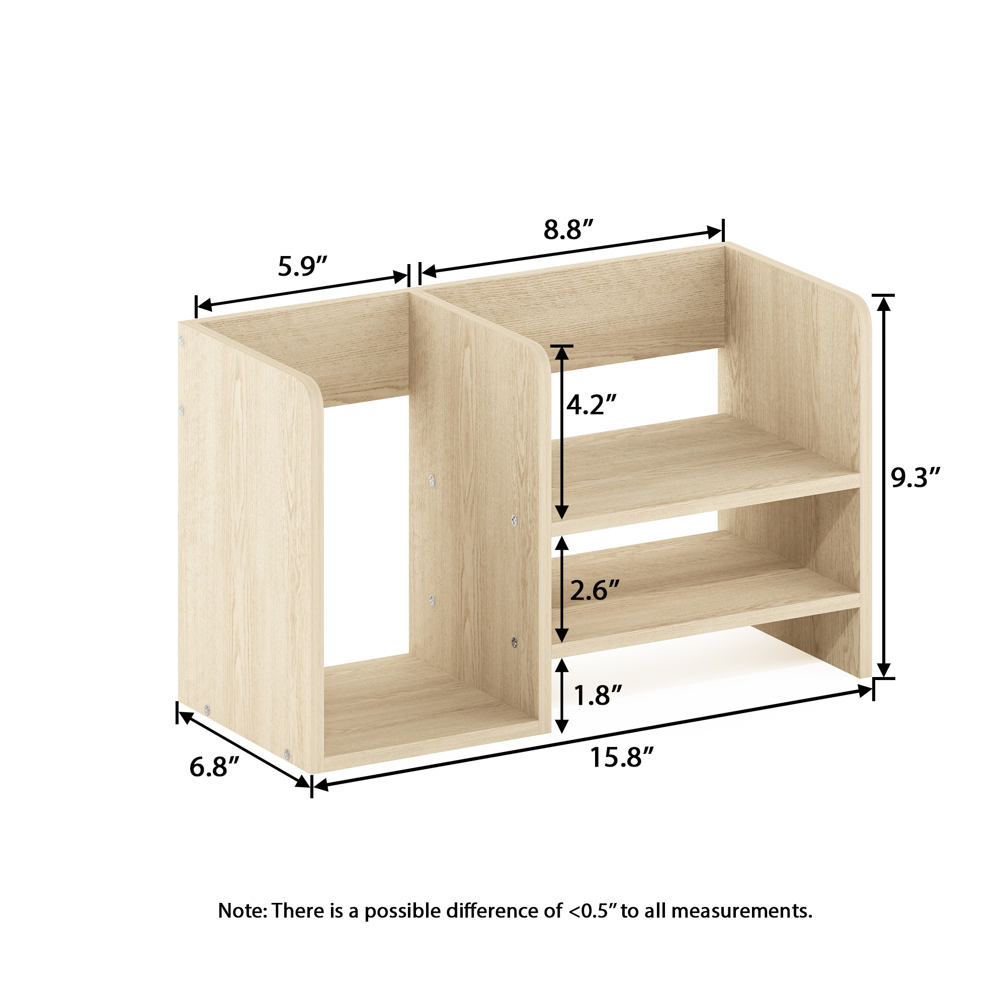 HOMLUX Desk Organizer Office Shelf with Compartment Stores Open Storage for Bedroom Kitchen, Black