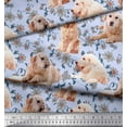 thumbnail image 2 of Soimoi Modal Satin Fabric Floral,Book & Golden Retriever Dog Decor Fabric Printed Yard 42 Inch Wide, 2 of 3